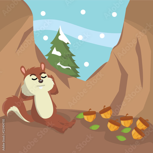 squirrel hibernate vector illustration design