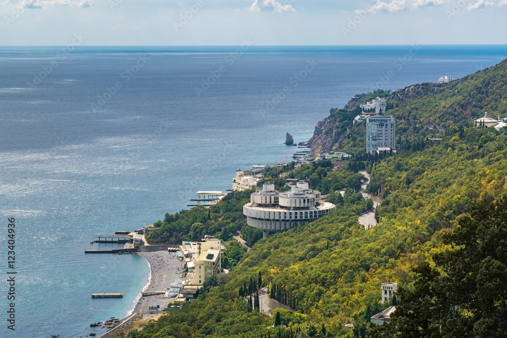 View of the Crimean Black Sea coast - obrazy, fototapety, plakaty 