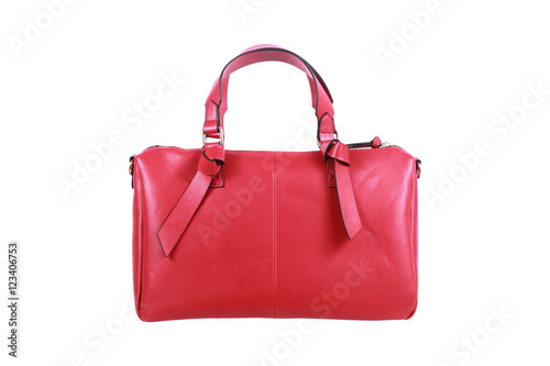 red leather handbag isolated on white