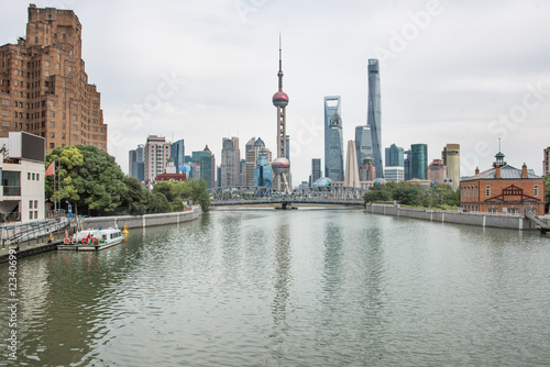 Shanghai skyline panorama in China.