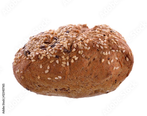 sesame bread on white background
