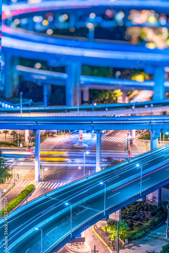 Wallpaper Mural night view of urban traffic with cityscape in Shanghai,China. Torontodigital.ca