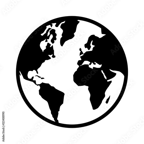 World map globe or planet earth world map line art icon for apps and websites