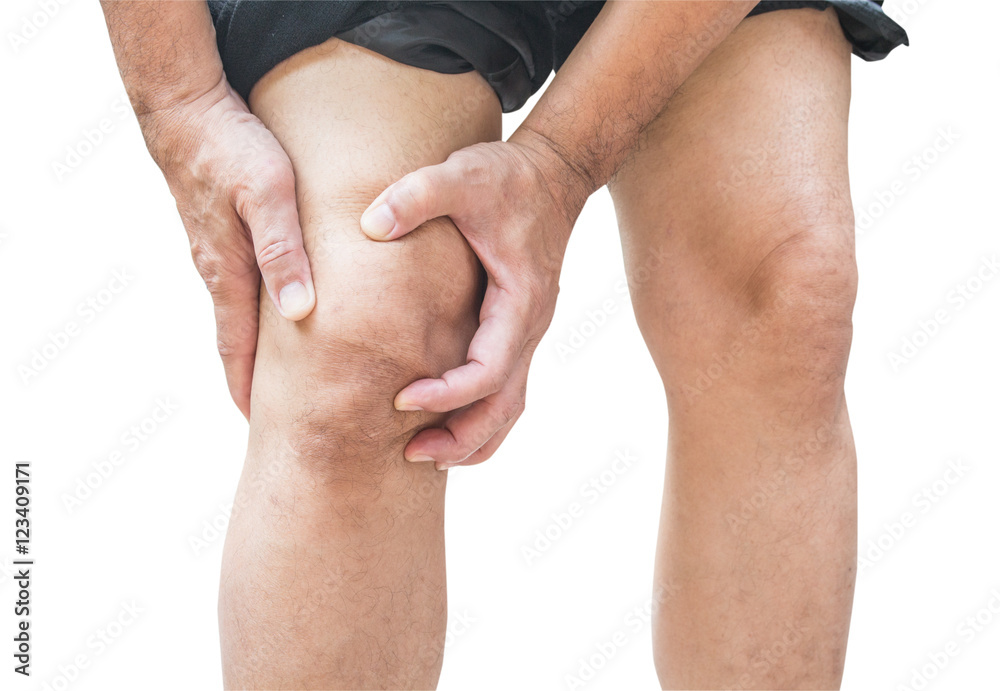 Man with knee pain isolated on white background Man with knee pain isolated on white background