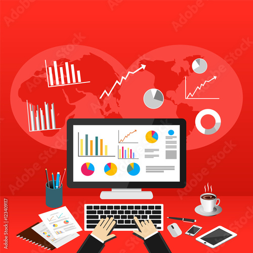 Business Person Analyzes Data Economy Statistics.
