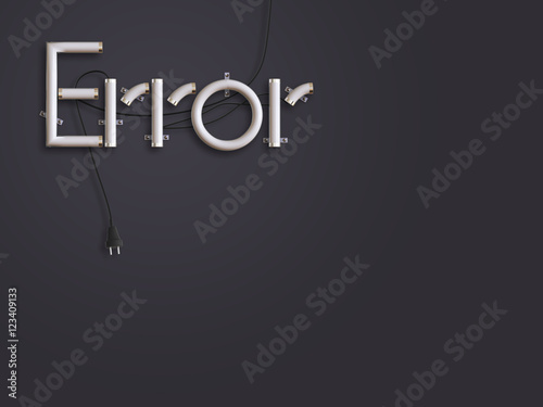 Error Page neon text 3d illustration with copy space