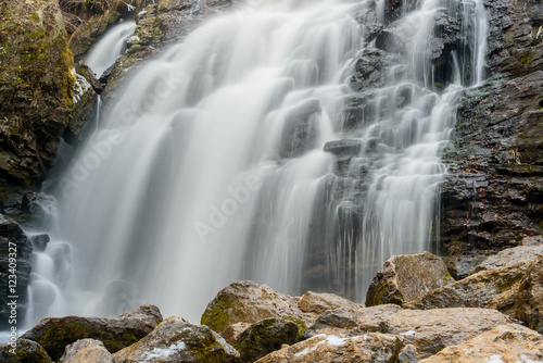 waterfall rock stones autumn