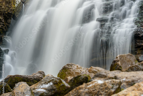 waterfall rock stones autumn