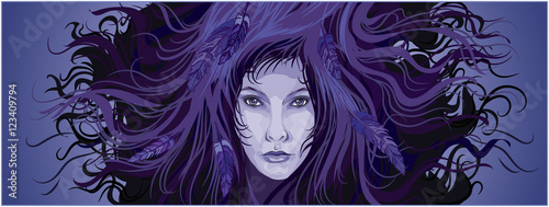 purple colors mystery female fantasy portrait