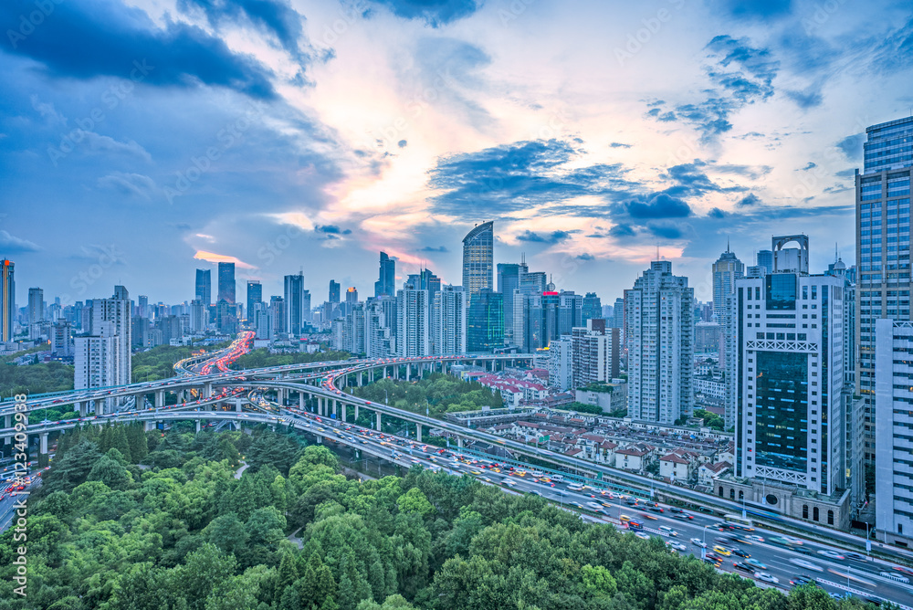 Fototapeta premium Modern Skyscrapers in Shanghai,China.