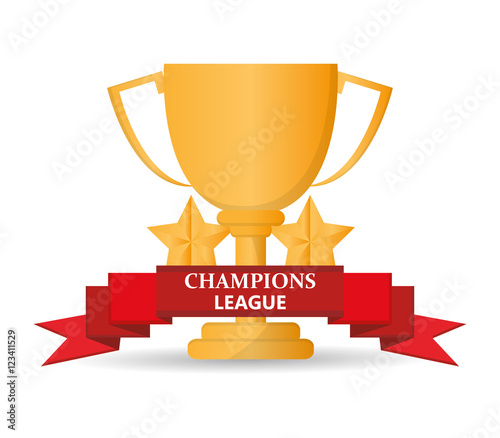 Trophy cup with star icon. Champions league winner and success theme. Colorful design. Vector illustration
