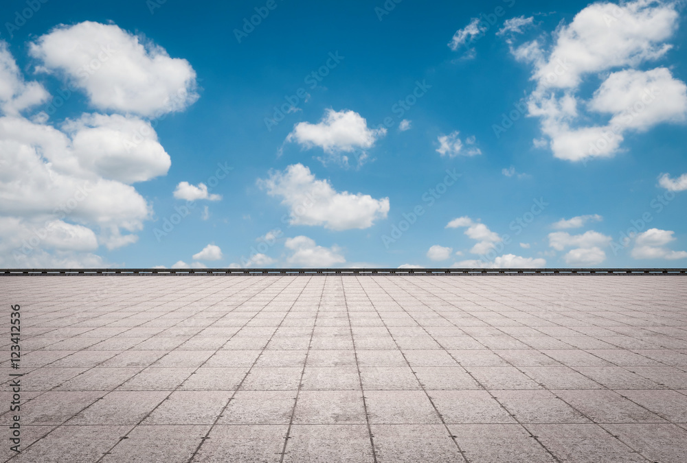 empty terrace on blue sky background