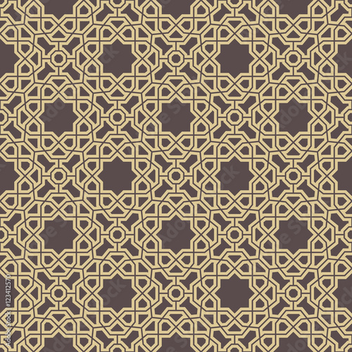 Seamless vector golden ornament in arabian style. Pattern for wallpapers and backgrounds