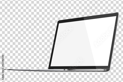 Modern glossy laptop isolated on white background.