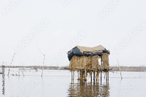 stilt houses in the village of Ganvie, Benin photo