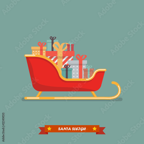Santa sleigh with piles of presents