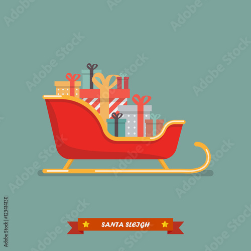 Santa sleigh with piles of presents photo