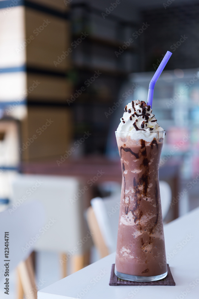 Chocolate smoothie with whipped cream