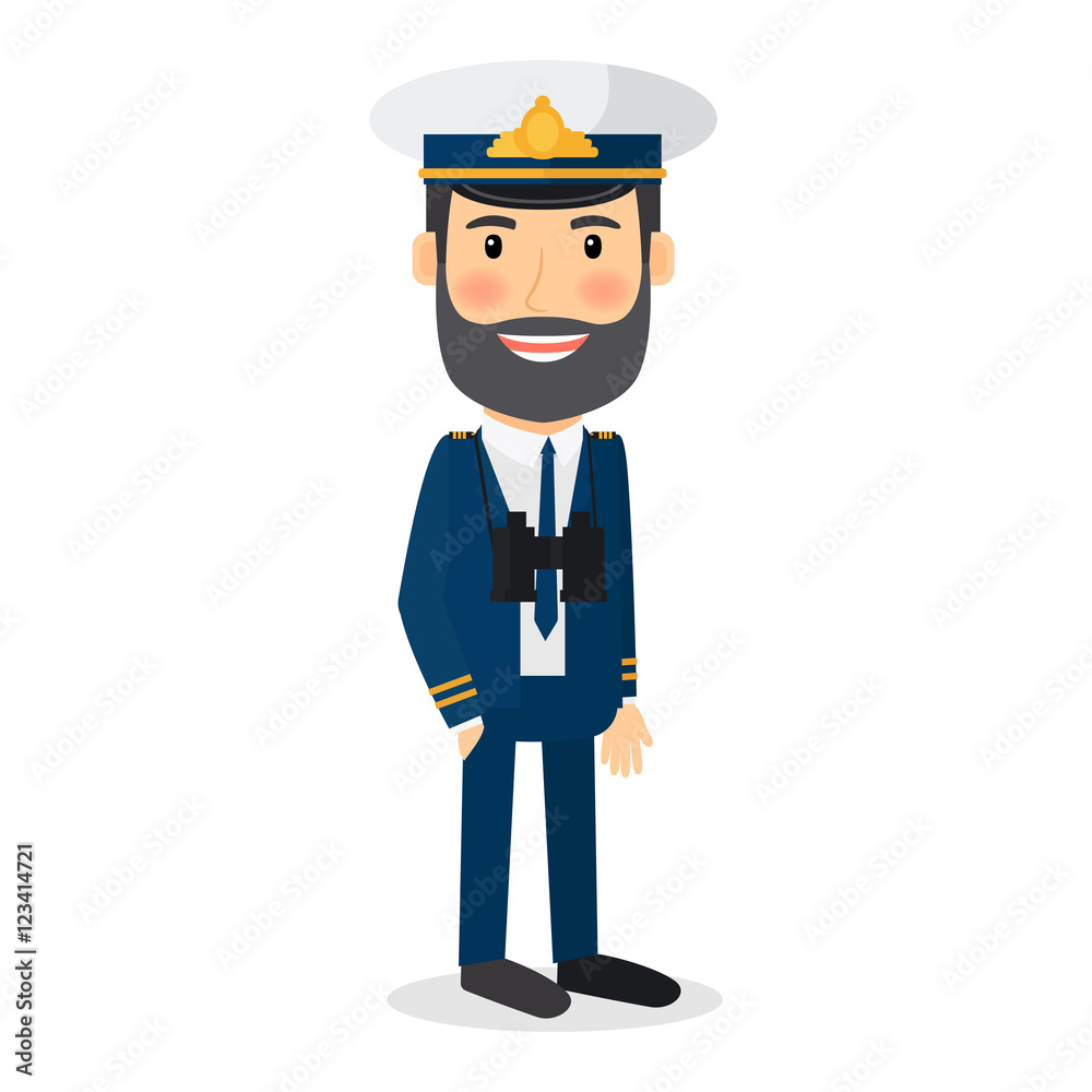 People profession. Sea captain vector character on white background People profession. Sea captain vector character on white background