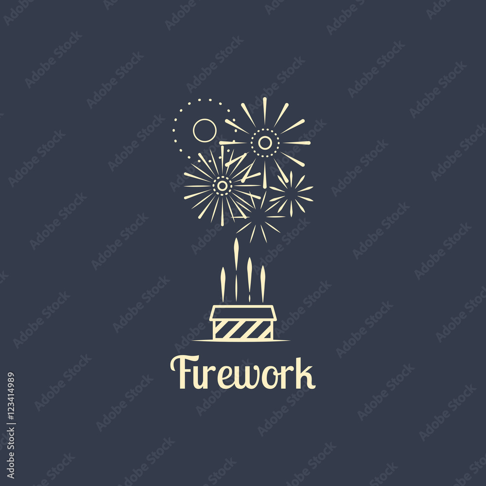 Firework company logo design on the dark background. Vector illustration  Stock Vector | Adobe Stock