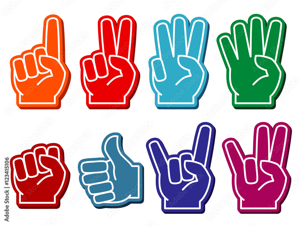 Obraz premium Foam fingers vector set