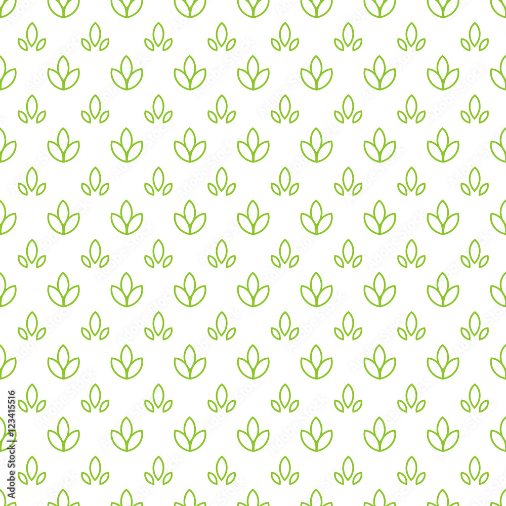 Simple seamless organic wallpaper with a pattern of nature green leaf in a  linear, minimal style. Good for nature wallpaper, nature packaging, nature  invitations, minimal background, scrap-booking Stock Vector | Adobe Stock