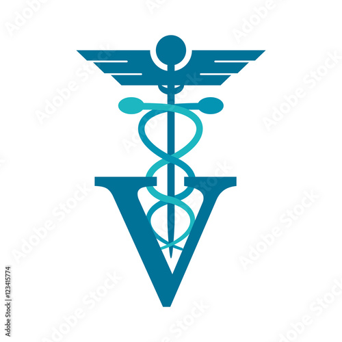 Caduceus and vet icon. Medical and health care theme. Isolated design. Vector illustration