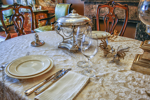 Luxury table setting with silver photo