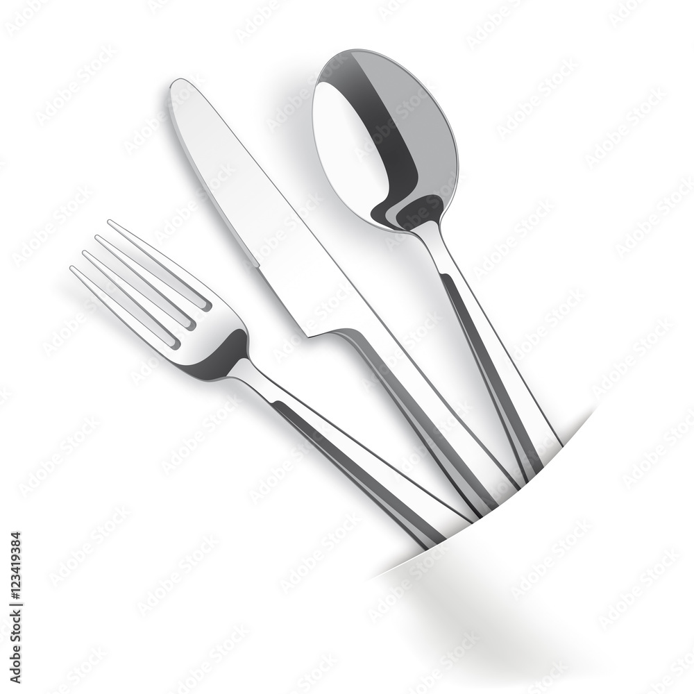 White Convert Napkin Fork Knife Spoon White Convert Napkin Fork Knife Spoon