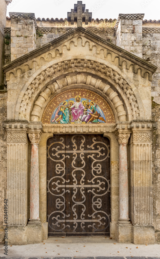 Entrance to Saint Jacques church in Beziers - France