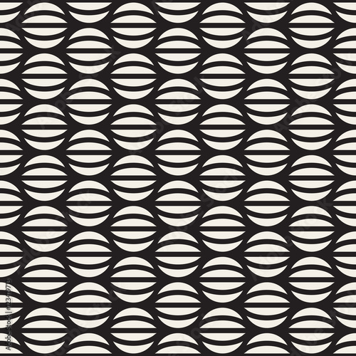 Vector Seamless Black And White Stripes in Circles Pattern