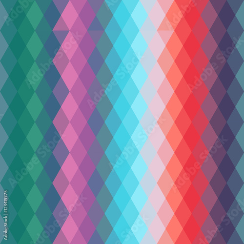 Abstract hipsters seamless pattern with bright colored rhombus. Geometric background rainbow color. Vector