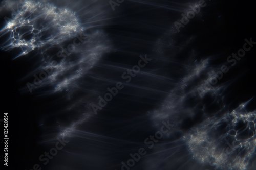 Abstract dark background with glowing white smoky threads. Abstract universe background.