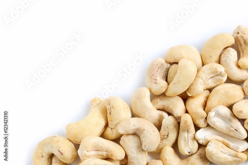 Natural Cashew Nuts on White Background