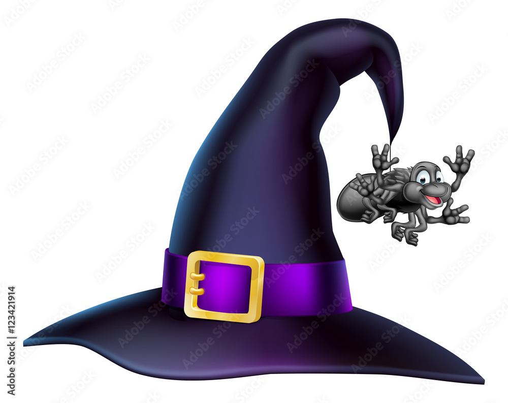 Halloween Witch Hat and Spider Stock ベクター | Adobe Stock