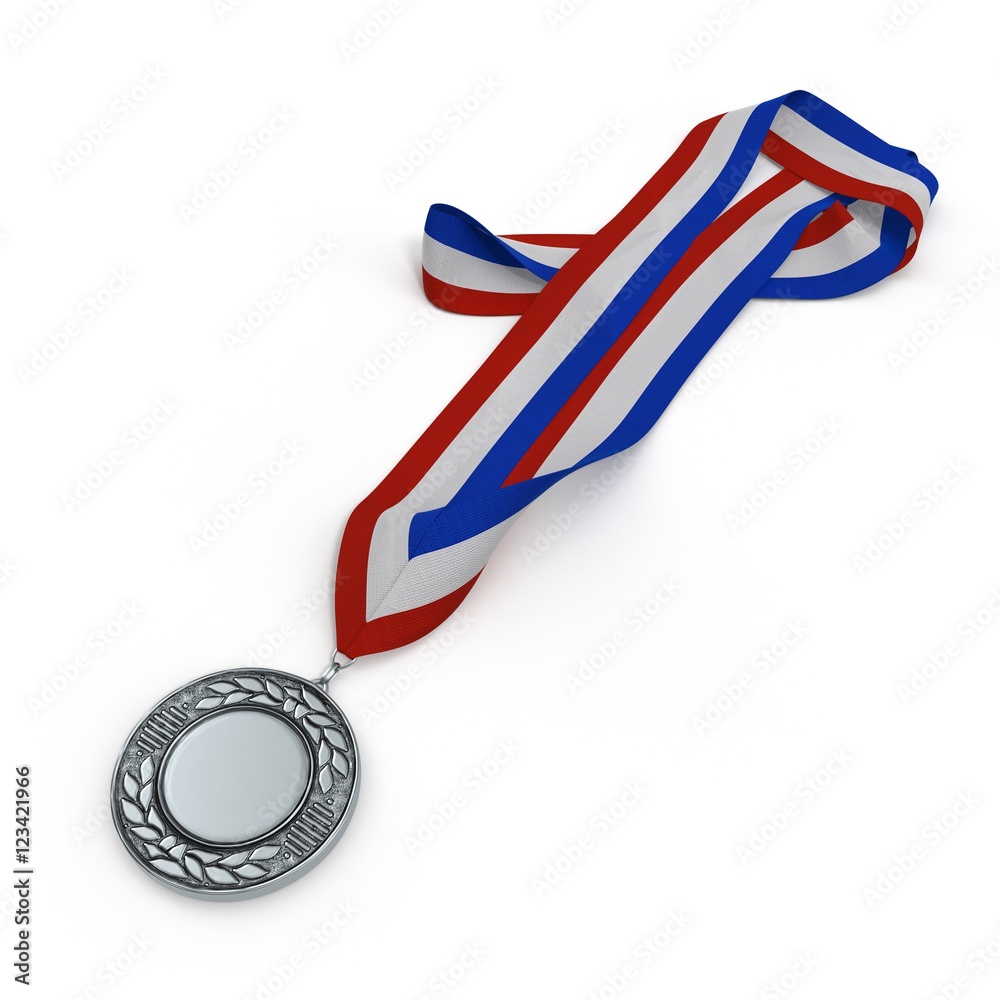 Silver medal isolated on white. 3D illustration StockIllustration