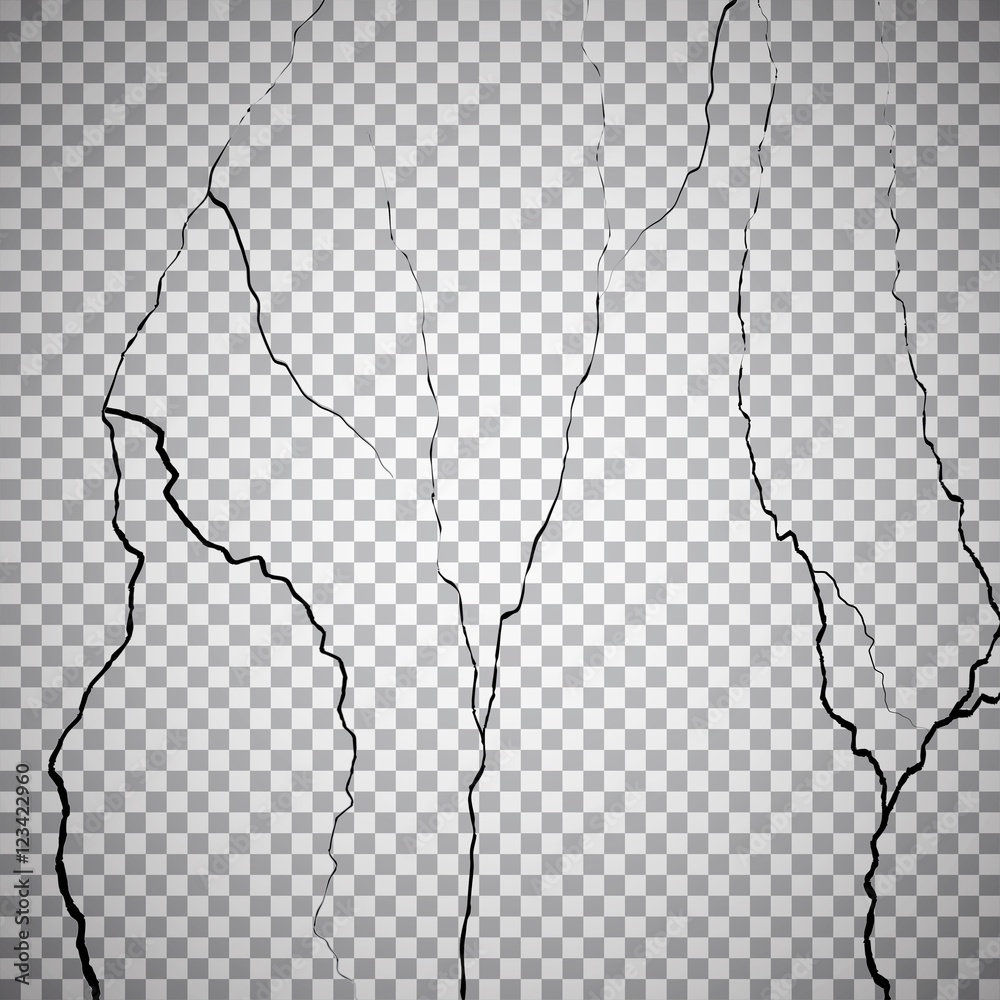 Wall cracks on checkered background. Rough effect, surface, break or ...