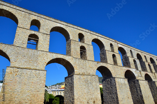 Old medieval aqueduct Kamares  Kavala  Greece