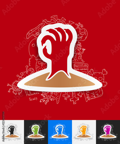 zombie paper sticker with hand drawn elements