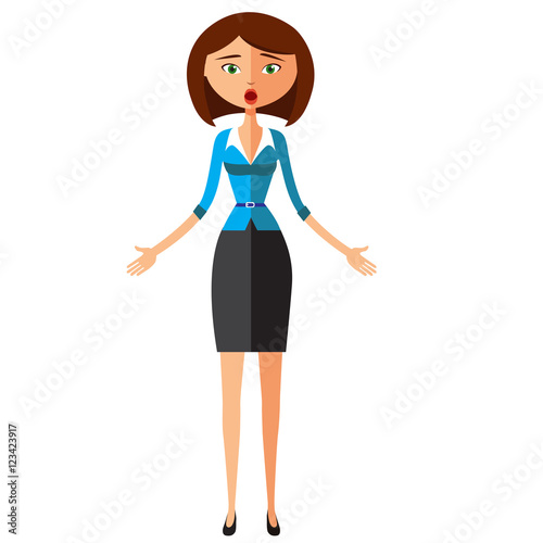 Surprised woman emotional character concept flat cartoon vector illustration