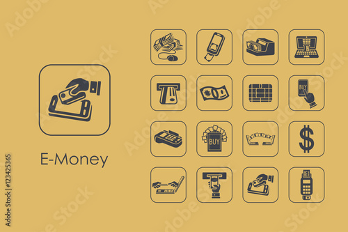Set of e-money simple icons