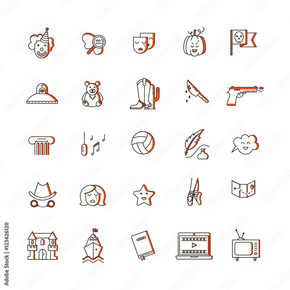 Fototapeta premium Film genre icon set