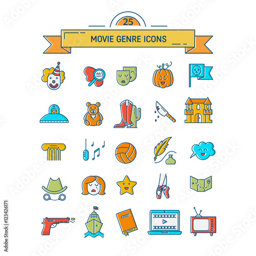 Film genre icon set