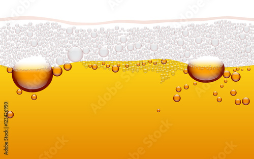 Vector horizontal seamless beer bubble pattern.