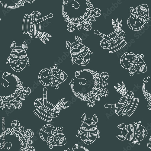 Seamless pattern with voodoo symbols.