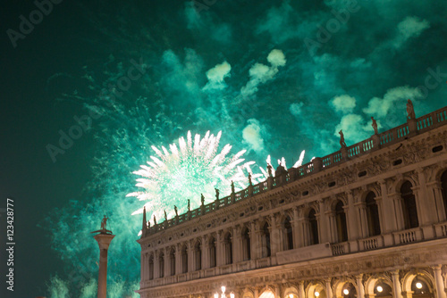 Piazza San Marco Venice, the redeeming party, view of the firewo