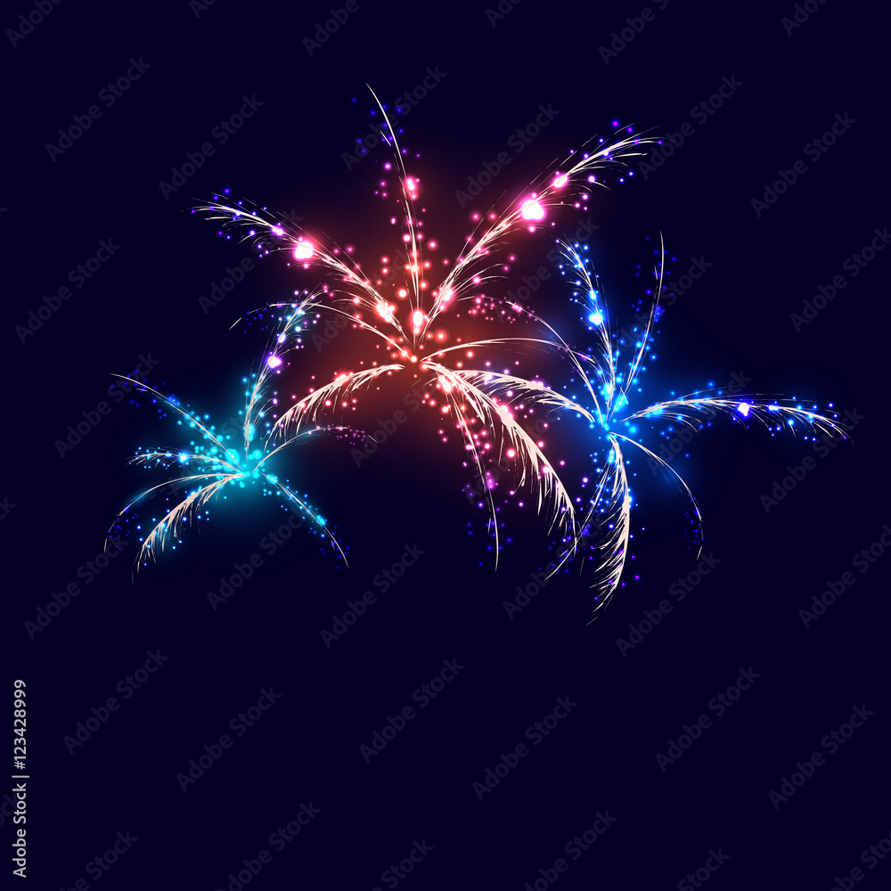 Colorful fireworks on the dark sky, celebration
