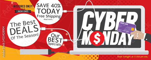 8000x3200 Pixel Cyber Monday Super Wide Banner Vector Illustration