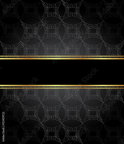 Elegant seamless wallpaper with golden fine decoration and place for your text. 
