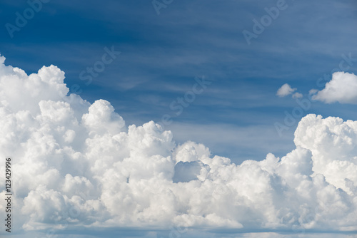 Beautiful white cumulus clouds on blue sky, Overcast cumulus clo